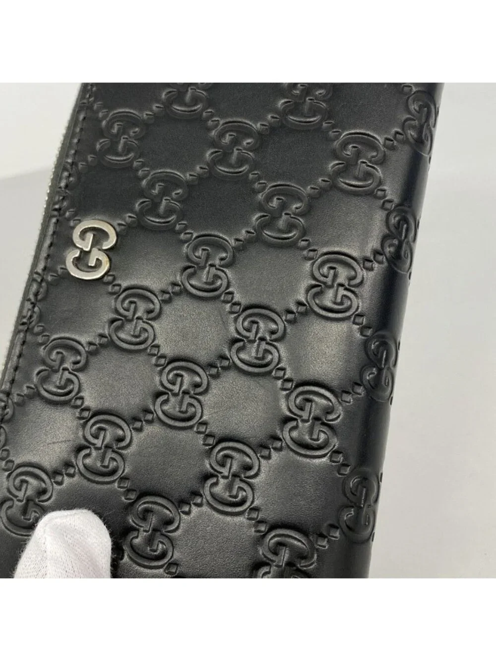 ★SOLD★ Gucci Wallet Guccissima Leather Black Silver - Picture 9 of 10